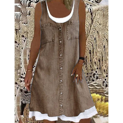 ⭐ Oltre 5.000 recensioni positive! Abito da donna a due pezzi in finta denim stampato