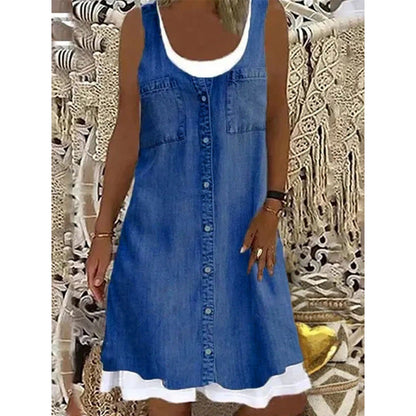 ⭐ Oltre 5.000 recensioni positive! Abito da donna a due pezzi in finta denim stampato