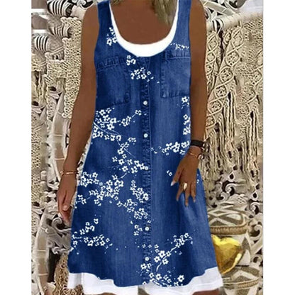 ⭐ Oltre 5.000 recensioni positive! Abito da donna a due pezzi in finta denim stampato