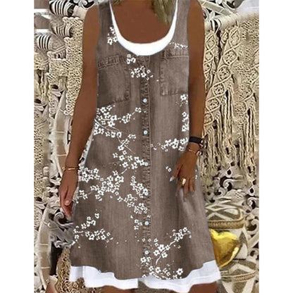 ⭐ Oltre 5.000 recensioni positive! Abito da donna a due pezzi in finta denim stampato