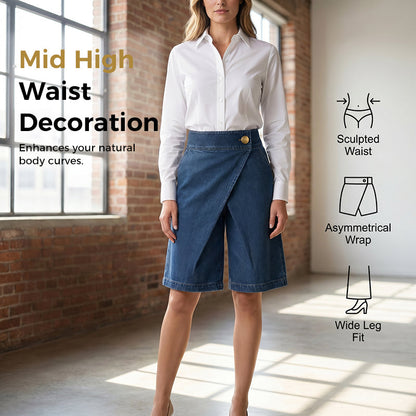🩳 SCONTO DEL 50% IN QUESTO MOMENTO! ✨ Pantaloncini asimmetrici a gamba larga da donna – Leggeri e fluidi – Orlo irregolare originale, ideali per l'estate o le vacanze – Eleganti e comodi 🌸