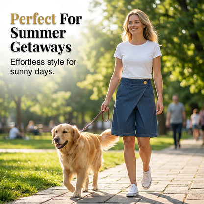 🩳 SCONTO DEL 50% IN QUESTO MOMENTO! ✨ Pantaloncini asimmetrici a gamba larga da donna – Leggeri e fluidi – Orlo irregolare originale, ideali per l'estate o le vacanze – Eleganti e comodi 🌸