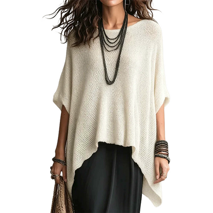 Top in maglia da donna con maniche a pipistrello traforate