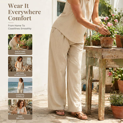 👗✨Set da donna composto da top asimmetrico e pantaloni a gamba larga – Uno stile chic e disinvolto con pantaloni a gamba larga🔥