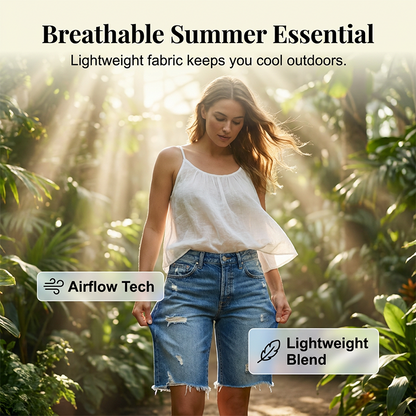 👖50% DE DESCONTO POR TEMPO LIMITADO! ✨ Bermudas femininas casuais de jeans desgastado – elasticidade em 4 direções, bainha crua, estilo vintage 🌿