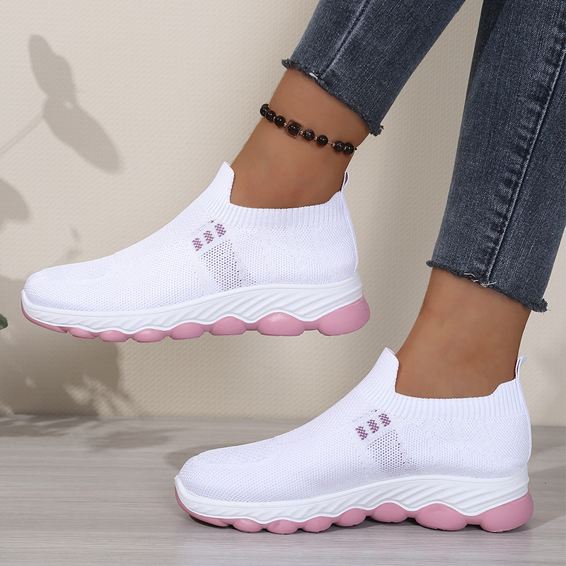 Tênis de caminhada respiráveis para mulheres, do tipo que se calça sem amarrar