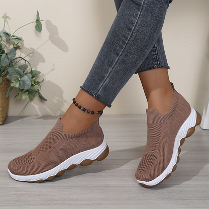 Tênis de caminhada respiráveis para mulheres, do tipo que se calça sem amarrar