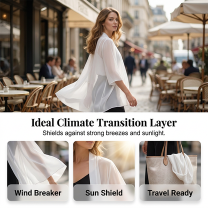 🌟 Casaco de malha leve, transparente e aberto – arejado, versátil e perfeito para usar em camadas – ideal para dias quentes, praia e lazer – look feminino com uma transparência elegante