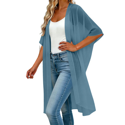 Vestido de praia largo para mulher, de cor lisa, com decote quadrado e laço em forma de borboleta