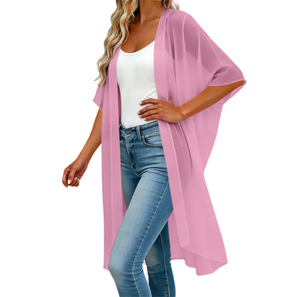 Vestido de praia largo para mulher, de cor lisa, com decote quadrado e laço em forma de borboleta