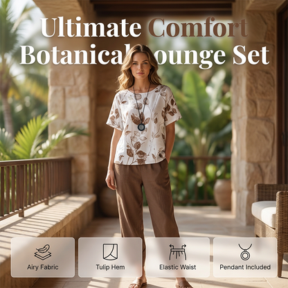 🌿 Conjunto Feminino 2 Peças Estampado Botânico – Confortável, Elegante e Perfeito Para o Dia a Dia