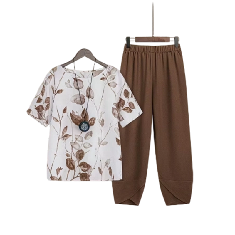🌿 Conjunto Feminino 2 Peças Estampado Botânico – Confortável, Elegante e Perfeito Para o Dia a Dia