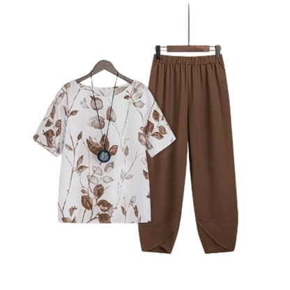 🌿 Conjunto Feminino 2 Peças Estampado Botânico – Confortável, Elegante e Perfeito Para o Dia a Dia