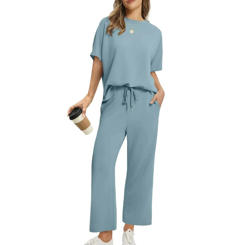 Conjunto de blusa e calça casual e confortável para mulheres