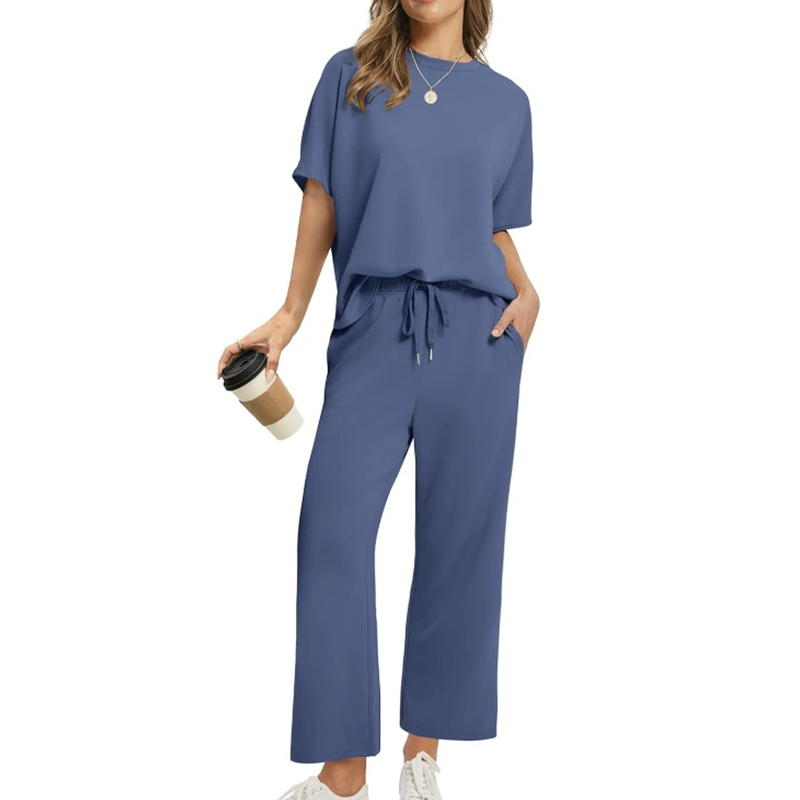 Conjunto de blusa e calça casual e confortável para mulheres