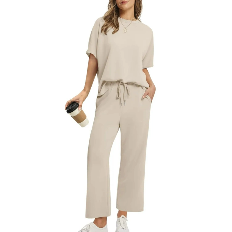 Conjunto de blusa e calça casual e confortável para mulheres