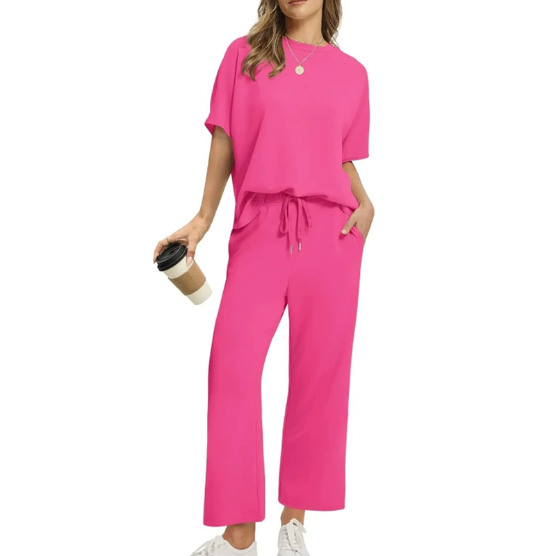 Conjunto de blusa e calça casual e confortável para mulheres