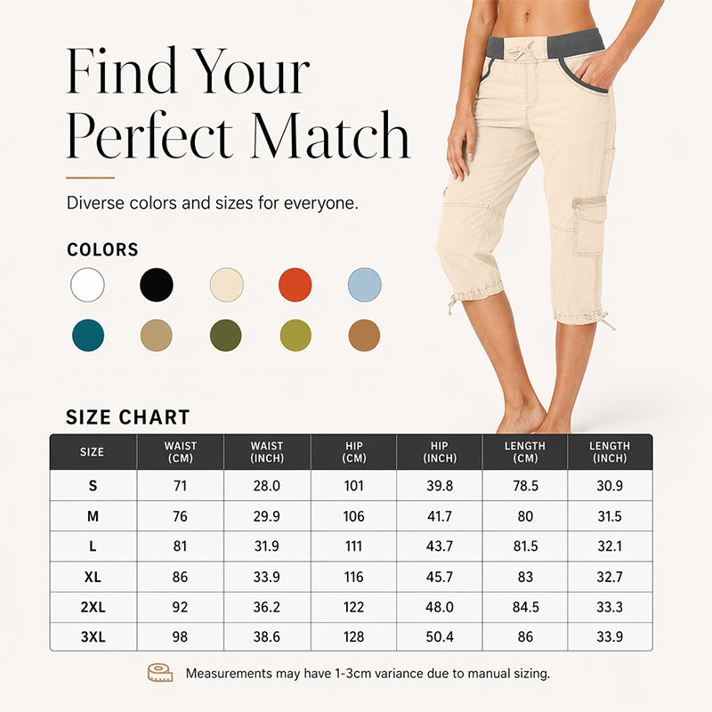 Calça capri cargo feminina de cintura alta