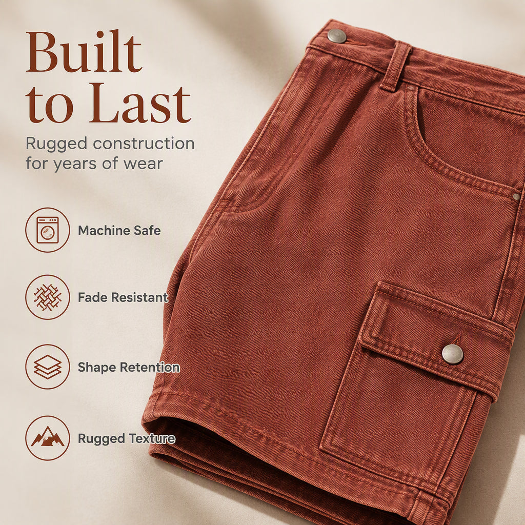 Shorts cargo femininos de jeans com corte folgado