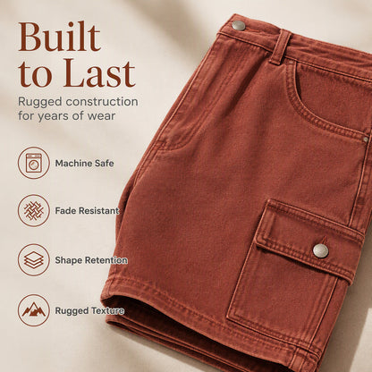 Shorts cargo femininos de jeans com corte folgado