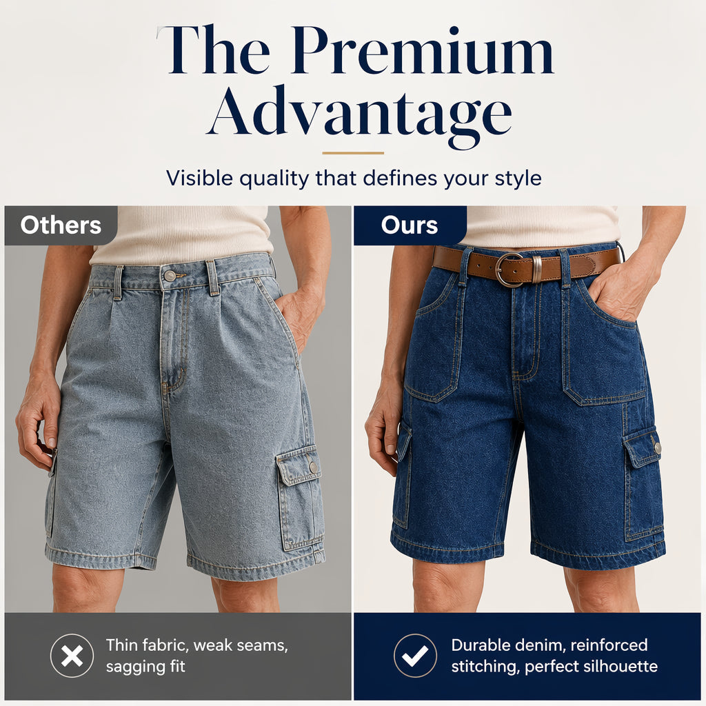 Shorts cargo femininos de jeans com corte folgado