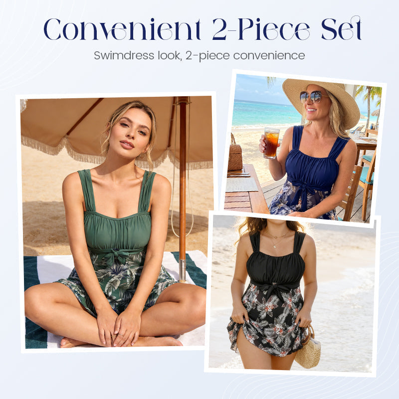 👙✨ Maiô Feminino 2 Peças com Saia – Controle abdominal, conforto plus size e elegância para praia e piscina