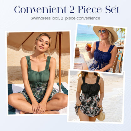 👙✨ Maiô Feminino 2 Peças com Saia – Controle abdominal, conforto plus size e elegância para praia e piscina