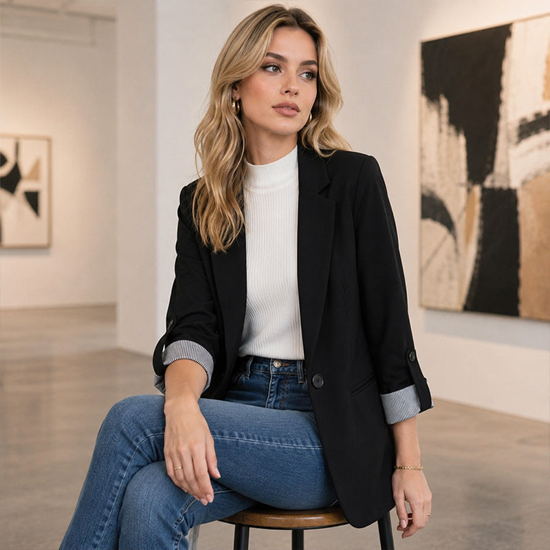 ☀️🧥Novidades - Blazer tipo cardigã elegante – Caimento suave e estilo versátil, do ambiente de trabalho à noite