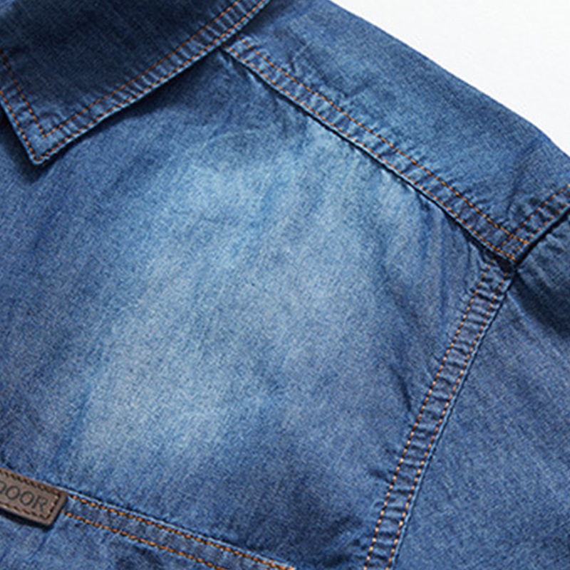 🔥👔 50% OFF! Camisa Masculina de Manga Curta em Jeans – Estilo Vintage, Bolsos Funcionais e Conforto