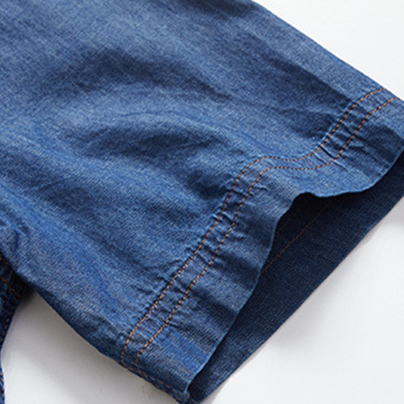 🔥👔 50% OFF! Camisa Masculina de Manga Curta em Jeans – Estilo Vintage, Bolsos Funcionais e Conforto