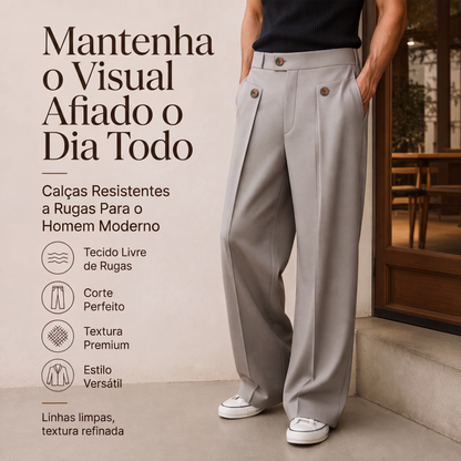 🔥👖 50% OFF! Calça Masculina de Perna Reta Resistente a Rugas – Elegante, Confortável e Versátil