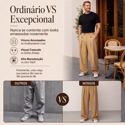 🔥👖 50% OFF! Calça Masculina de Perna Reta Resistente a Rugas – Elegante, Confortável e Versátil