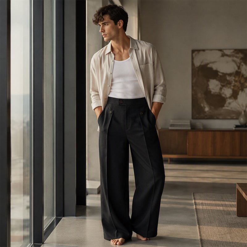 🔥👖 50% OFF! Calça Masculina de Perna Reta Resistente a Rugas – Elegante, Confortável e Versátil