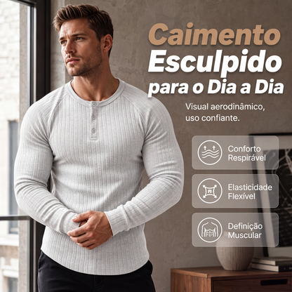 👕 NÃO É SÓ MAIS UMA CAMISETA | Henley Masculina Canelada -50%