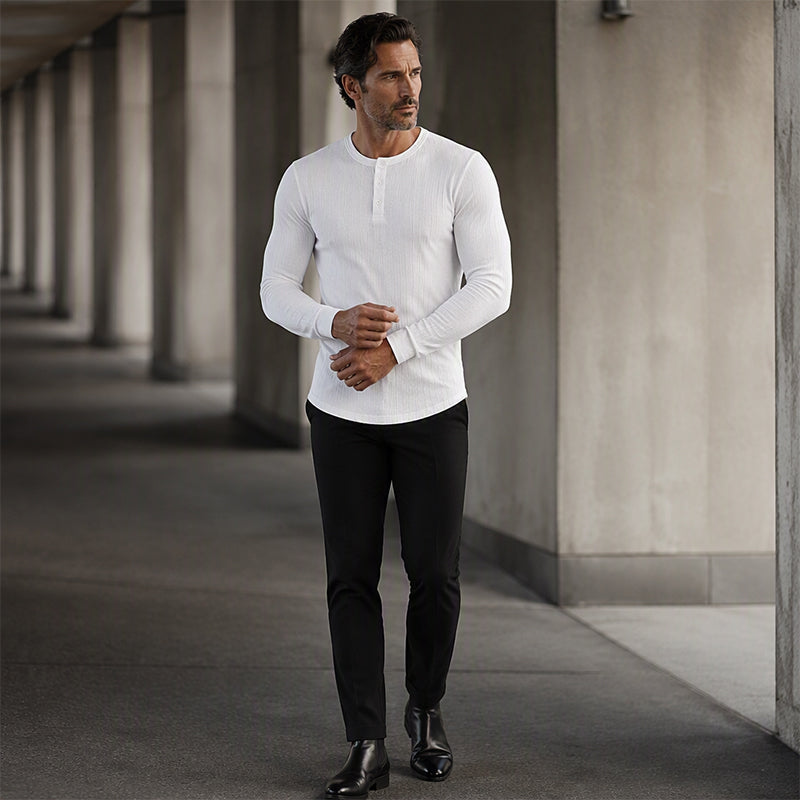 👕 NÃO É SÓ MAIS UMA CAMISETA | Henley Masculina Canelada -50%