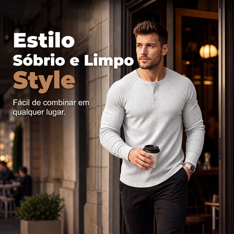 👕 NÃO É SÓ MAIS UMA CAMISETA | Henley Masculina Canelada -50%