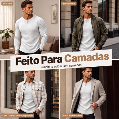 👕 NÃO É SÓ MAIS UMA CAMISETA | Henley Masculina Canelada -50%