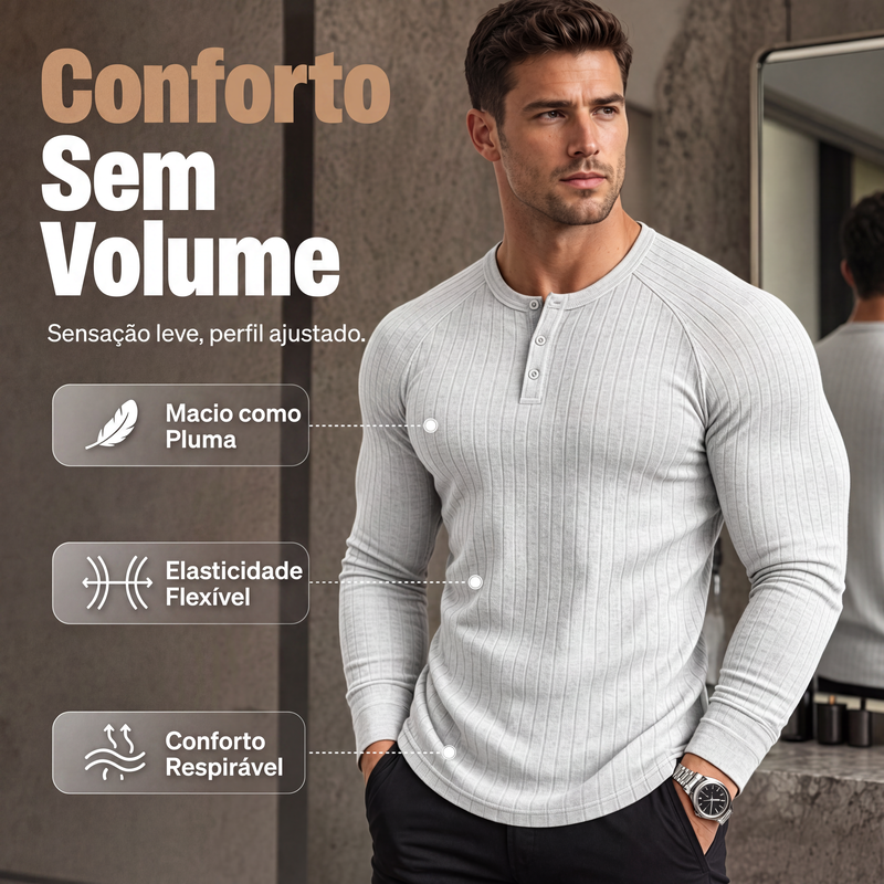 👕 NÃO É SÓ MAIS UMA CAMISETA | Henley Masculina Canelada -50%