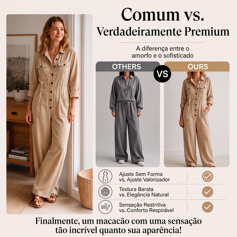 Macacão cargo feminino de perna larga
