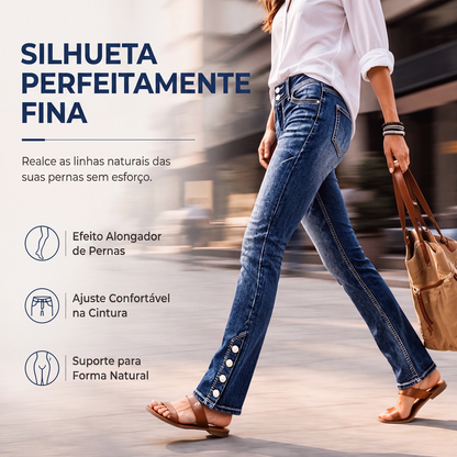 Calças jeans femininas slim fit com elastano