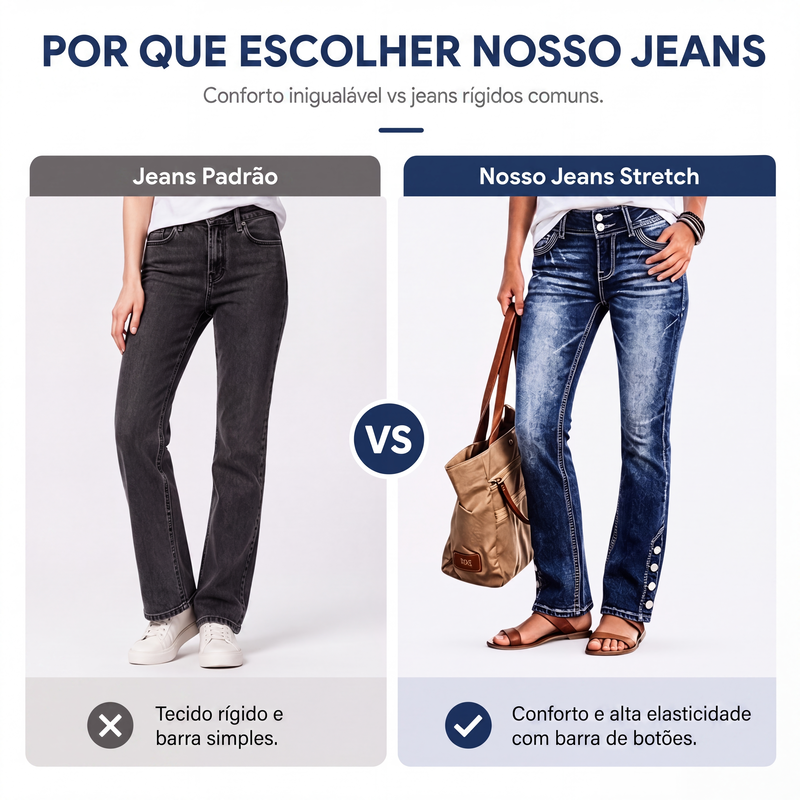 Calças jeans femininas slim fit com elastano