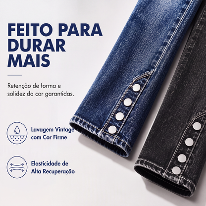 Calças jeans femininas slim fit com elastano