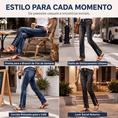 Calças jeans femininas slim fit com elastano