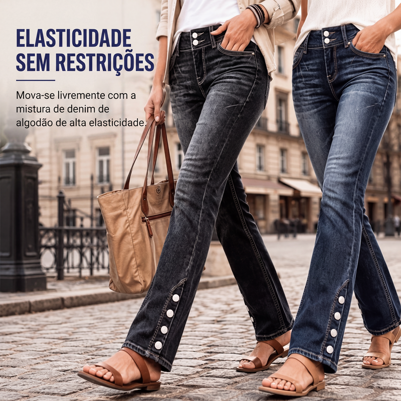 Calças jeans femininas slim fit com elastano