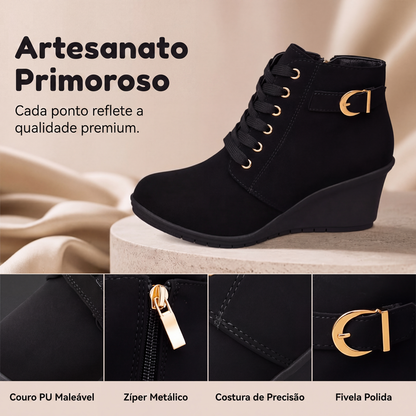 🔥 50% OFF HOJE! 👢 Botas Femininas com Salto Anabela Confortável – Elegantes, Versáteis e Perfeitas Para o Dia a Dia ✨