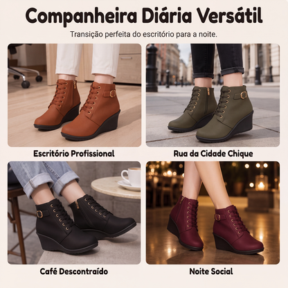 🔥 50% OFF HOJE! 👢 Botas Femininas com Salto Anabela Confortável – Elegantes, Versáteis e Perfeitas Para o Dia a Dia ✨