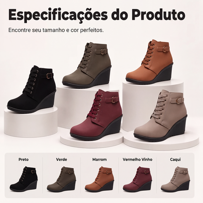 🔥 50% OFF HOJE! 👢 Botas Femininas com Salto Anabela Confortável – Elegantes, Versáteis e Perfeitas Para o Dia a Dia ✨