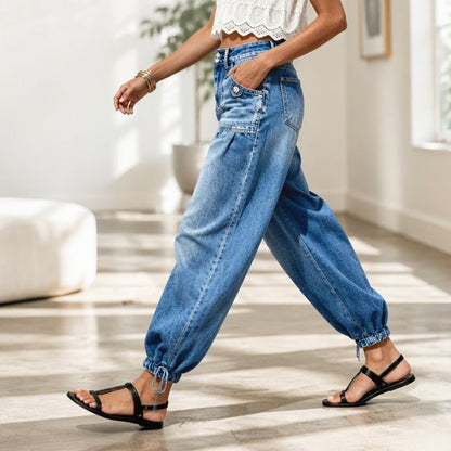🔥 50% OFF HOJE! 👖  Calça Jeans Barril Feminina de Cintura Alta – Modelagem Moderna, Conforto Elástico e Ajuste Perfeito Para Valorizar Sua Silhueta ✨