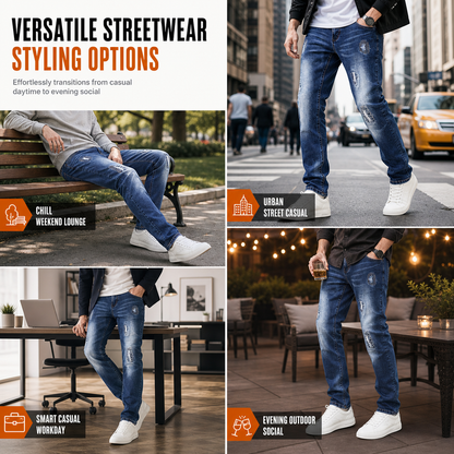 👖 Rugged Stretch | Men’s Slim-Fit Ripped Denim Jeans