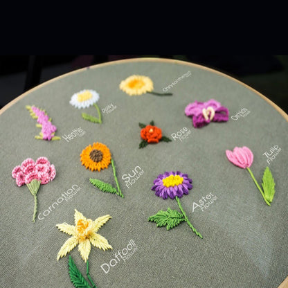 49% RABATT - Perfekt gave - Broderiramme-blomstersett for nybegynnere